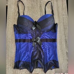 Women's Blue and Black Corset